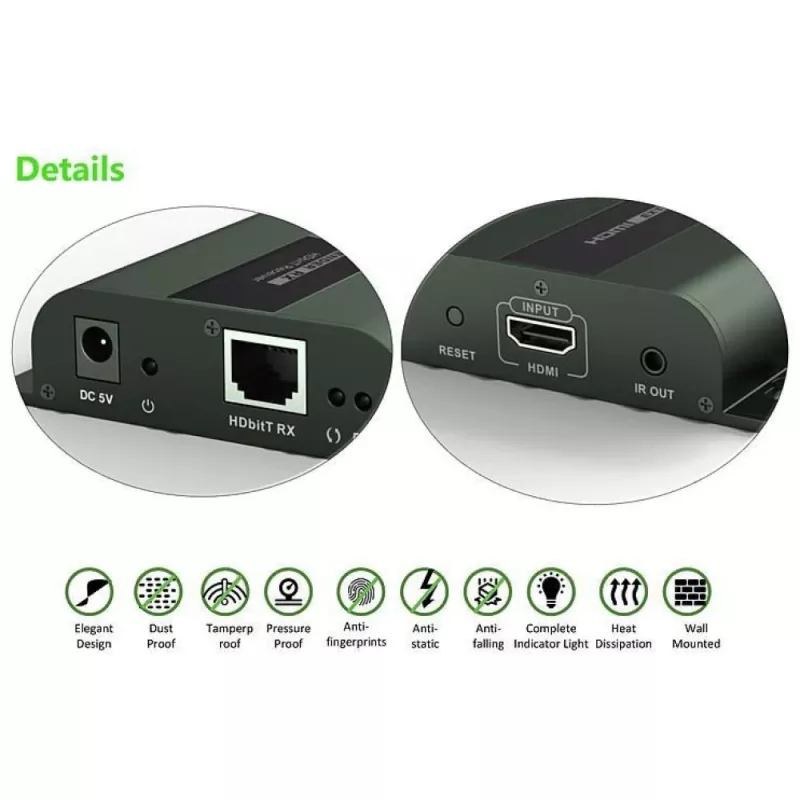 Techly papildomas HDMI HDbitT IR imtuvas iki 120 m per Cat.6 kabelį
