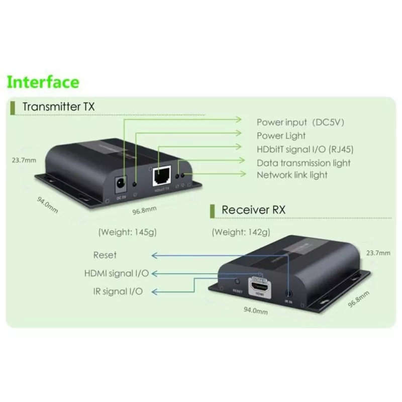 Techly papildomas HDMI HDbitT IR imtuvas iki 120 m per Cat.6 kabelį