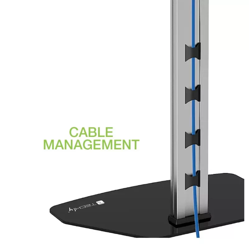 Techly grindinis stovas televizoriams nuo 32 iki 65 colių, 165,1 cm (65 inch), 400 x 200 mm, 600 x 400 mm, 90°, aliuminis, juoda, sidabrinė