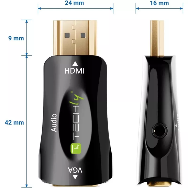 Techly IDATA HDMI-VGA2MABT2 vaizdo keitiklis Pasyvus vaizdo keitiklis 1920 x 1080 pikselių
