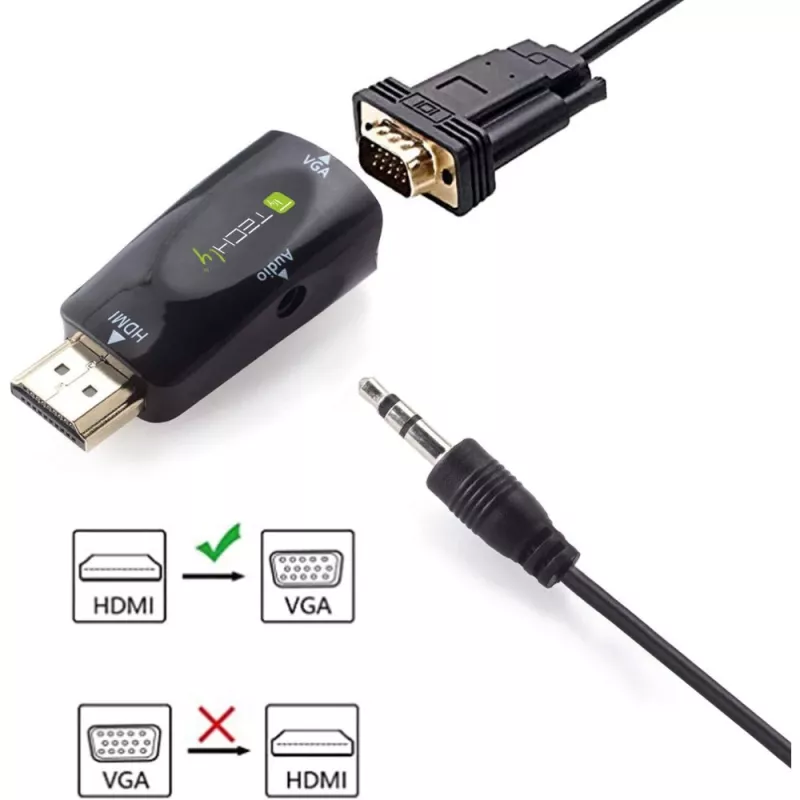Techly IDATA HDMI-VGA2MABT2 vaizdo keitiklis Pasyvus vaizdo keitiklis 1920 x 1080 pikselių