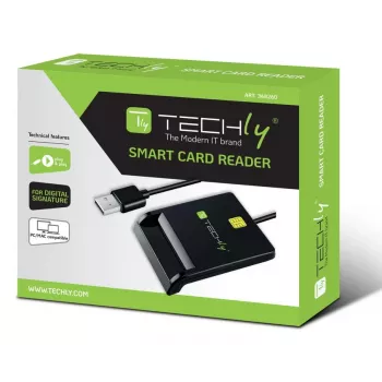 Techly I-CARD CAM-USB2TY2 išmaniosios kortelės skaitytuvas, USB Type-A, juodas