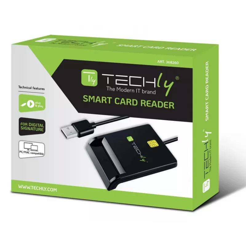 Techly I-CARD CAM-USB2TY2 išmaniosios kortelės skaitytuvas, USB Type-A, juodas