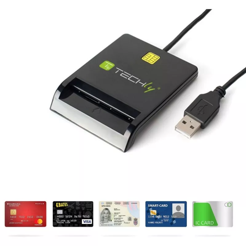 Techly I-CARD CAM-USB2TY2 išmaniosios kortelės skaitytuvas, USB Type-A, juodas