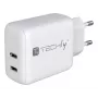 Techly IPW-USB-2C35W sieninis įkroviklis nešiojamam kompiuteriui, išmaniajam telefonui, planšetei, baltas, AC, greitasis įkrovimas, vidaus naudojimui