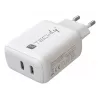 Techly IPW-USB-2C35W sieninis įkroviklis nešiojamam kompiuteriui, išmaniajam telefonui, planšetei, baltas, AC, greitasis įkrovimas, vidaus naudojimui