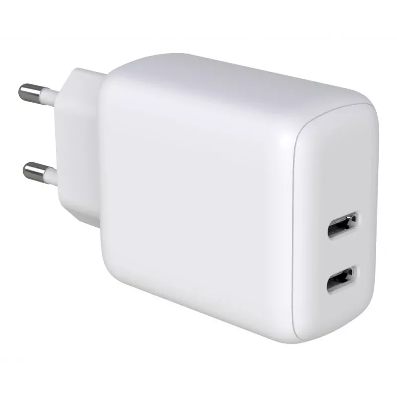 Techly IPW-USB-2C35W sieninis įkroviklis nešiojamam kompiuteriui, išmaniajam telefonui, planšetei, baltas, AC, greitasis įkrovimas, vidaus naudojimui