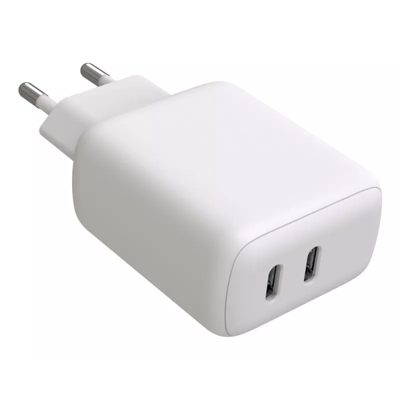 Techly IPW-USB-2C35W sieninis įkroviklis nešiojamam kompiuteriui, išmaniajam telefonui, planšetei, baltas, AC, greitasis įkrovimas, vidaus naudojimui