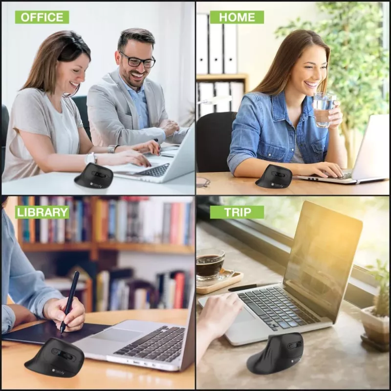 Techly IM 1100-VM-B vertikali pelė, RF belaidė, optinė, 3200 DPI, juoda