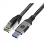 Techly ICOC U3A-RJ45-050 tinklo kabelis 5 m Cat6 F/UTP (FTP) sidabrinis, juodas