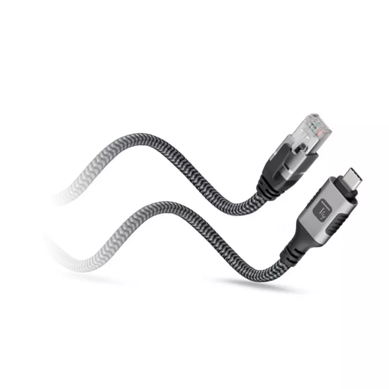 Techly ICOC U3C-RJ45-020 tinklo kabelis sidabrinis, juodas 2 m Cat6 F/UTP (FTP)