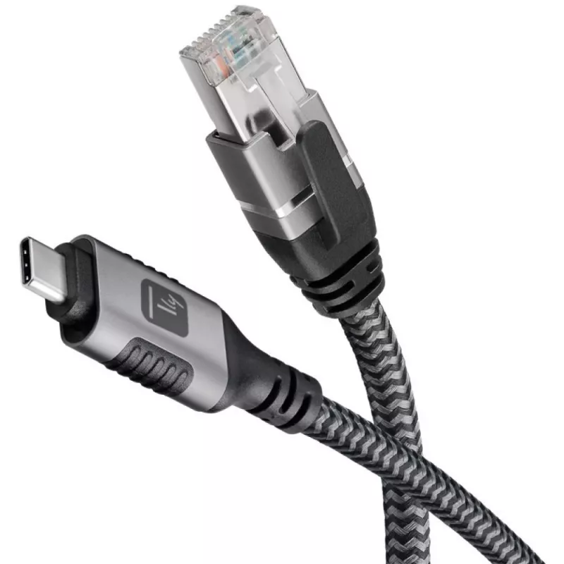 Techly ICOC U3C-RJ45-020 tinklo kabelis sidabrinis, juodas 2 m Cat6 F/UTP (FTP)