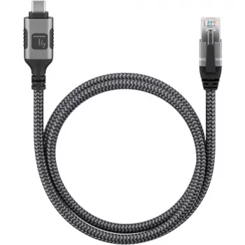 Techly ICOC-U3C-RJ45-050 USB 3.2 Type-C į Gigabit Ethernet adapterio kabelis, 5 m, juodas/sidabrinis