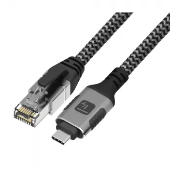 Techly ICOC-U3C-RJ45-075 USB 3.2 Type-C į Gigabit Ethernet adapterio kabelis, 7,5 m, juodas/sidabrinis