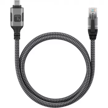 Techly ICOC-U3C-RJ45-075 USB 3.2 Type-C į Gigabit Ethernet adapterio kabelis, 7,5 m, juodas/sidabrinis