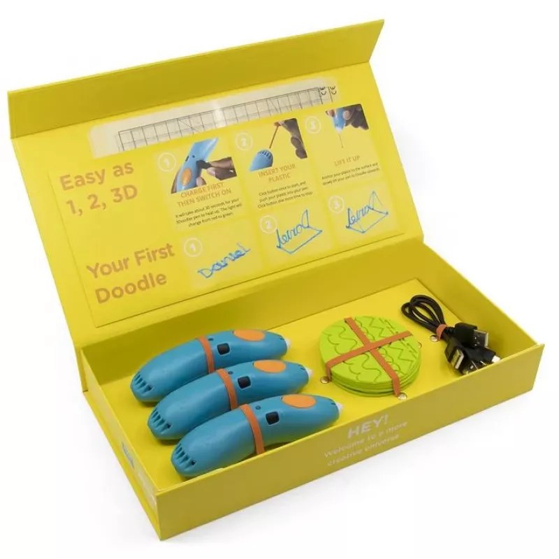 3Doodler Start EDU plastiko rinkinys – mėlyna, žydra, žalia, pilka, oranžinė, raudona, balta, geltona