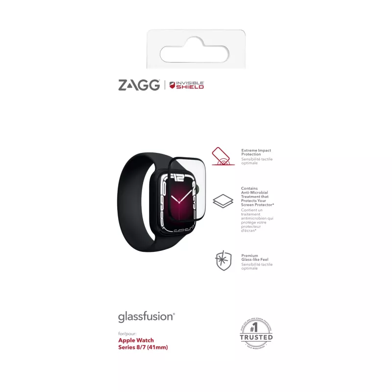 InvisibleShield Glass Fusion+ Apple Watch Series 7 (41 mm) / Series 8 (41 mm) – apsauginis stiklas