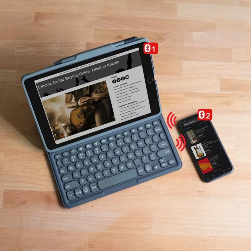ZAGG Pro Keys belaidė klaviatūra su dėklu, skirta iPad 10,9 colio (A16 ir 10th Gen), Vokietijos išdėstymas, AZERTY, juoda