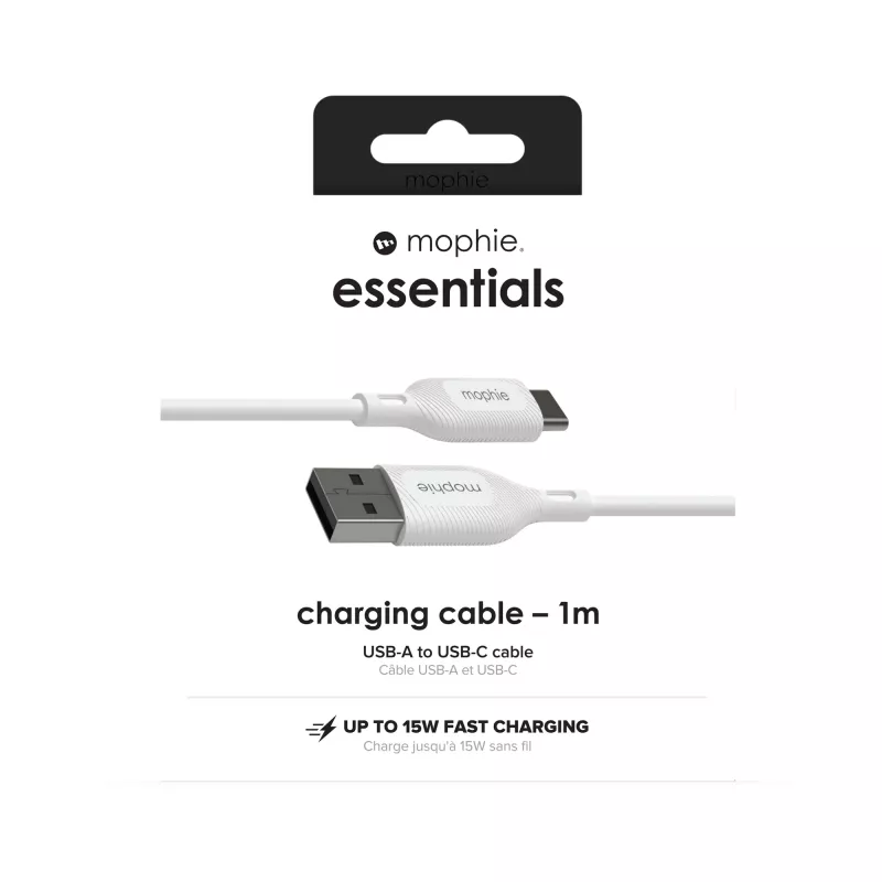 mophie essentials įkrovimo laidas | 1 m USB-A į USB-C, USB 2.0, baltas