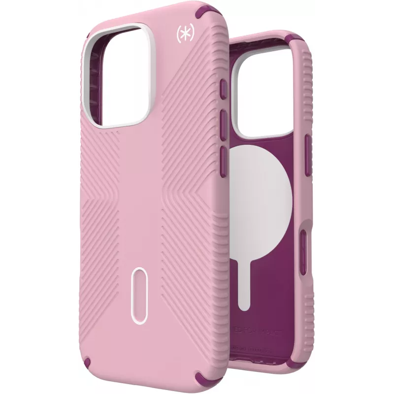 Speck Presidio2 Grip + ClickLock dėklas Apple iPhone 16 Pro Wednesday Pink su Microban