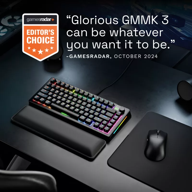 Glorious Gaming GMMK 3 PRO 75% Prebuilt Wired Black - FR, laidinis, mechaninis, AZERTY, RGB LED, juoda