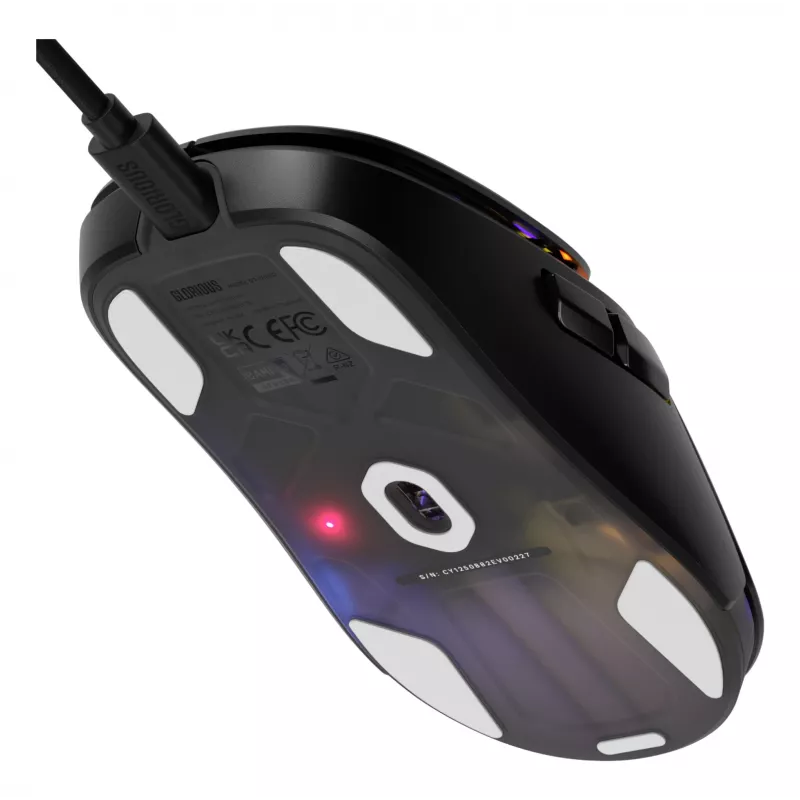 Glorious Gaming Model O3 Wired – žaidimų pelė, 54 g, optiniai jungikliai 130M, jutiklis BAMF 3.0 30K DPI, 750 IPS, juoda