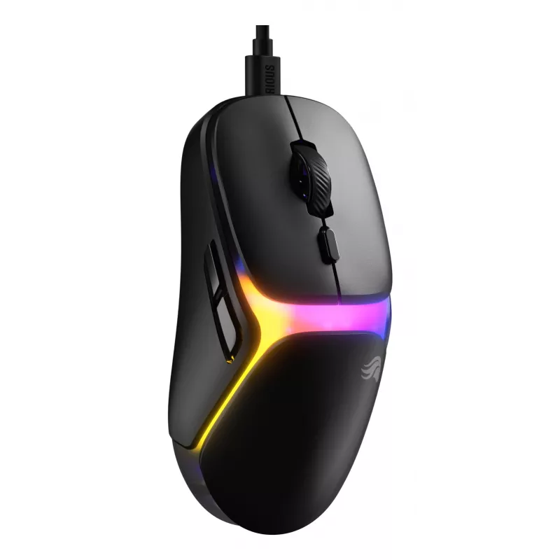Glorious Gaming Model O3 Wired – žaidimų pelė, 54 g, optiniai jungikliai 130M, jutiklis BAMF 3.0 30K DPI, 750 IPS, juoda