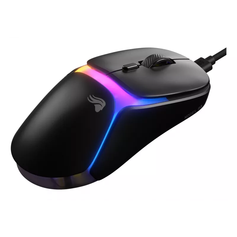 Glorious Gaming Model O3 Wired – žaidimų pelė, 54 g, optiniai jungikliai 130M, jutiklis BAMF 3.0 30K DPI, 750 IPS, juoda