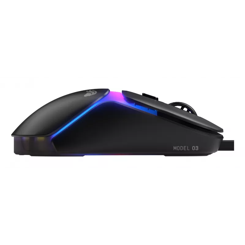 Glorious Gaming Model O3 Wired – žaidimų pelė, 54 g, optiniai jungikliai 130M, jutiklis BAMF 3.0 30K DPI, 750 IPS, juoda