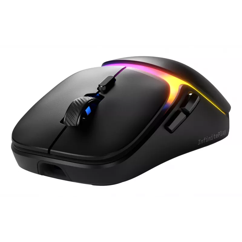 Glorious Gaming Model O3 Wireless pelė žaidimams - InfinitePlay keičiamų baterijų sistema, 8k atnaujinimo dažnis, 130 mln. paspaudimų optiniai jungikliai, itin lengva 66g, 30K DPI optinis jutiklis, RGB - Juoda