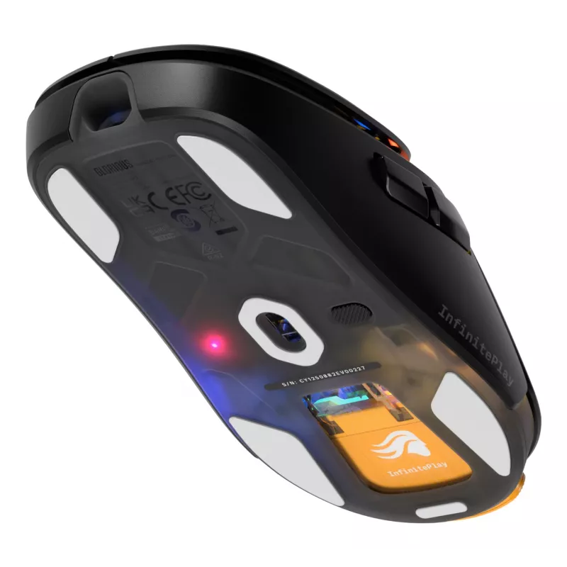 Glorious Gaming Model O3 Wireless pelė žaidimams - InfinitePlay keičiamų baterijų sistema, 8k atnaujinimo dažnis, 130 mln. paspaudimų optiniai jungikliai, itin lengva 66g, 30K DPI optinis jutiklis, RGB - Juoda