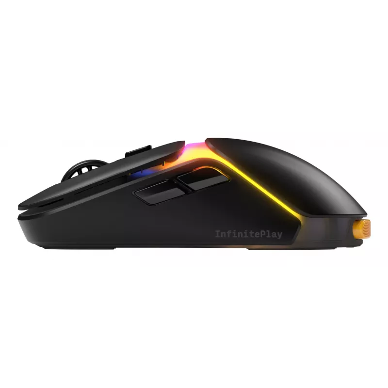 Glorious Gaming Model O3 Wireless pelė žaidimams - InfinitePlay keičiamų baterijų sistema, 8k atnaujinimo dažnis, 130 mln. paspaudimų optiniai jungikliai, itin lengva 66g, 30K DPI optinis jutiklis, RGB - Juoda