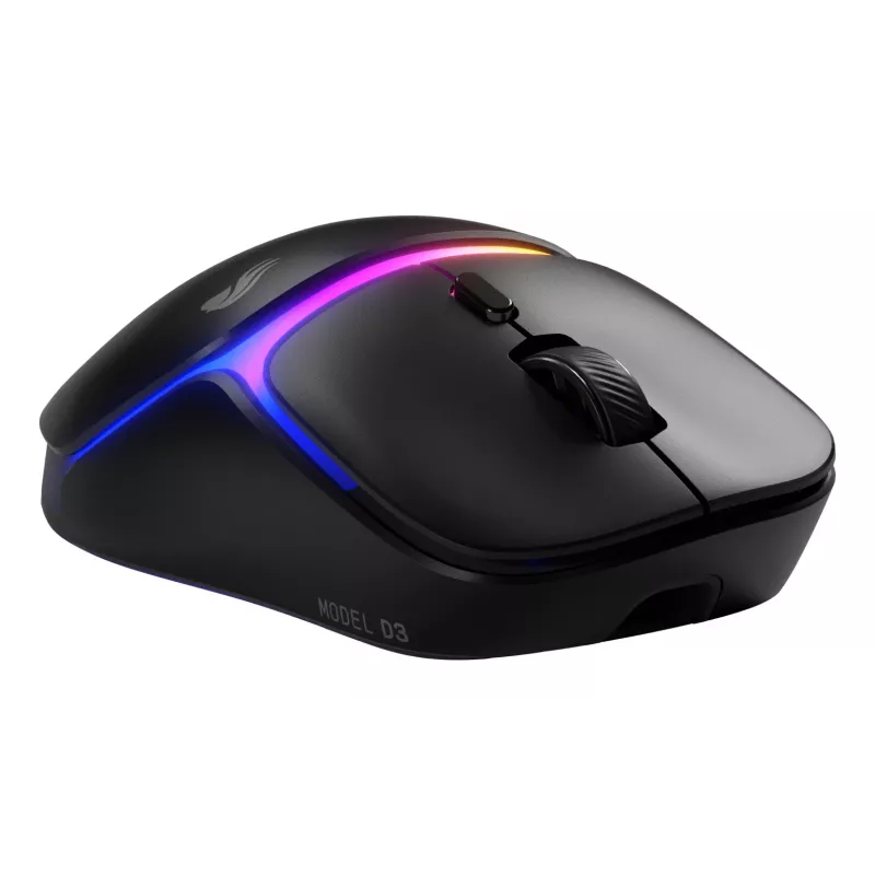 Glorious Gaming Model D3 Wireless žaidimų pelė - InfinitePlay keičiamų baterijų sistema, 8k atnaujinimo dažnis, 130 mln. paspaudimų optiniai jungikliai, itin lengva 69 g, 30K DPI optinis jutiklis, RGB - Juoda