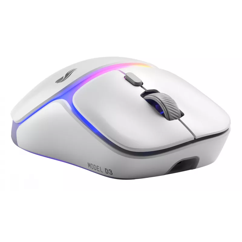 Glorious Gaming Model D3 Wireless žaidimų pelė - InfinitePlay keičiamų baterijų sistema, 8k atnaujinimo dažnis, 130 mln. paspaudimų optiniai jungikliai, itin lengva 69 g, 30K DPI optinis jutiklis, RGB - balta