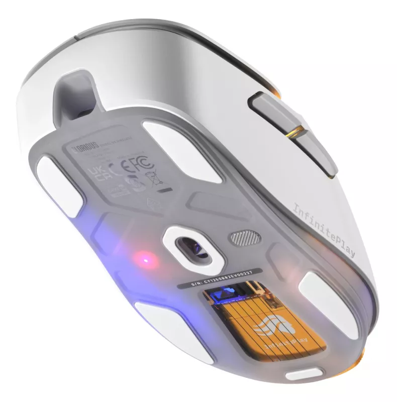 Glorious Gaming Model D3 Wireless žaidimų pelė - InfinitePlay keičiamų baterijų sistema, 8k atnaujinimo dažnis, 130 mln. paspaudimų optiniai jungikliai, itin lengva 69 g, 30K DPI optinis jutiklis, RGB - balta
