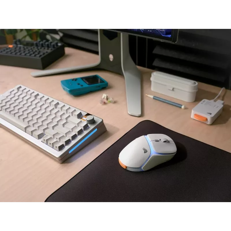 Glorious Gaming Model D3 Wireless žaidimų pelė - InfinitePlay keičiamų baterijų sistema, 8k atnaujinimo dažnis, 130 mln. paspaudimų optiniai jungikliai, itin lengva 69 g, 30K DPI optinis jutiklis, RGB - balta