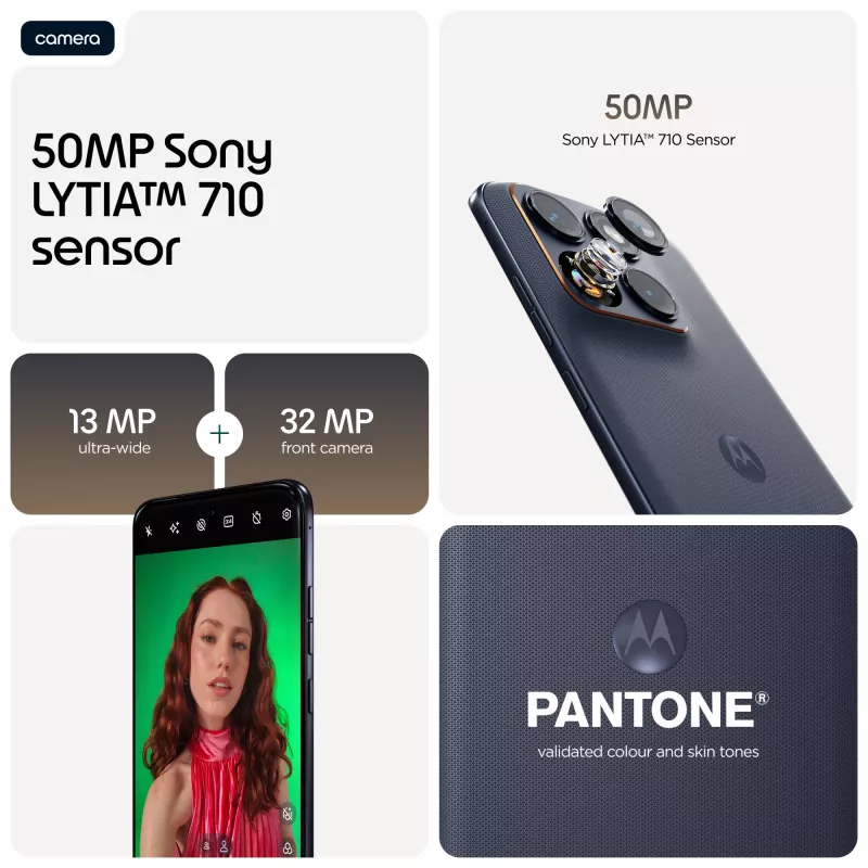 Išmanusis telefonas Motorola edge 70 fusion — 6,78 colio OLED, Snapdragon 7s Gen 3, 12 GB RAM, 256 GB, 7000 mAh, Dual SIM, Android 16, Juoda