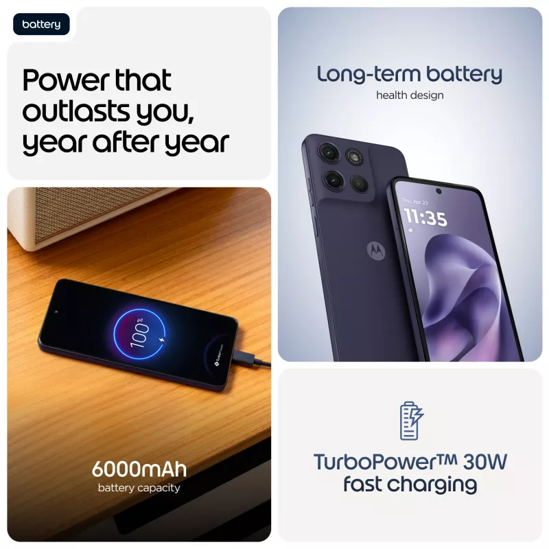 Išmanusis telefonas Motorola moto g17 power 17,1 cm (6,72 colio) hibridinis Dual SIM Android 15 USB Type-C 8 GB 256 GB 6000 mAh violetinis