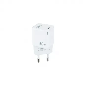 TooQ GAN USB-C/PD sieninis įkroviklis 30W, baltas