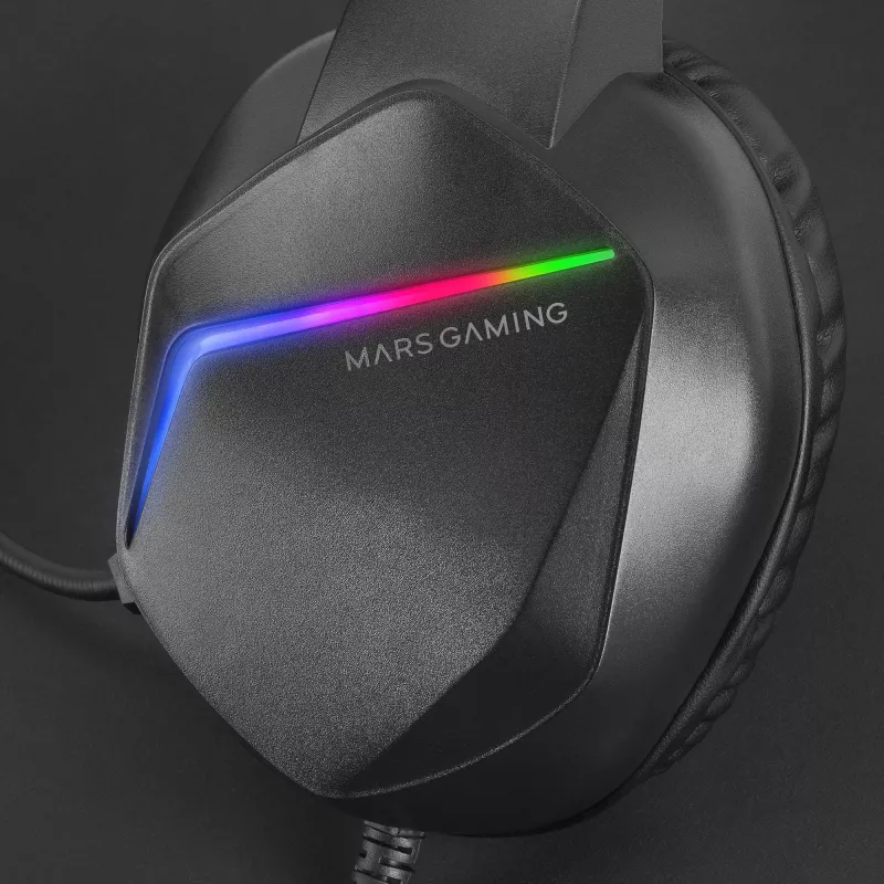 Mars Gaming MH122 Black, FRGB ausinės su mikrofonu, HiFi garsas, triukšmo slopinimas, itin lengvos, PS4 PS5 Xbox Switch Tablet Windows Mac