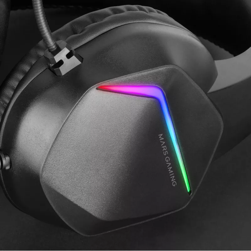 Mars Gaming MH122 Black, FRGB ausinės su mikrofonu, HiFi garsas, triukšmo slopinimas, itin lengvos, PS4 PS5 Xbox Switch Tablet Windows Mac