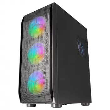 Mars Gaming MC-KX Black Premium E-ATX Gaming korpusas su FREEZER CPU sistema, 5 itin tylūs ARGB ventiliatoriai, ARGB valdiklis ir RF nuotolinis valdymas, aklinis priekis