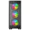 Mars Gaming MC-KX Black Premium E-ATX Gaming korpusas su FREEZER CPU sistema, 5 itin tylūs ARGB ventiliatoriai, ARGB valdiklis ir RF nuotolinis valdymas, aklinis priekis