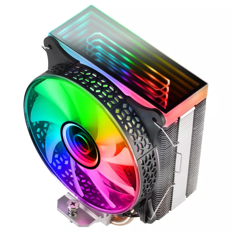 Mars Gaming MCPU-VR Black CPU aušintuvas Dual Infinity Mirror ARGB 4 HCT šilumos vamzdžiai 180W TDP itin tylus PWM 12cm ventiliatorius