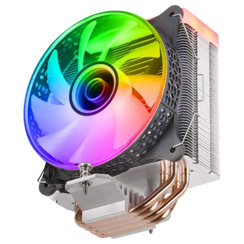 Mars Gaming MCPU-VR Black CPU aušintuvas Dual Infinity Mirror ARGB 4 HCT šilumos vamzdžiai 180W TDP itin tylus PWM 12cm ventiliatorius