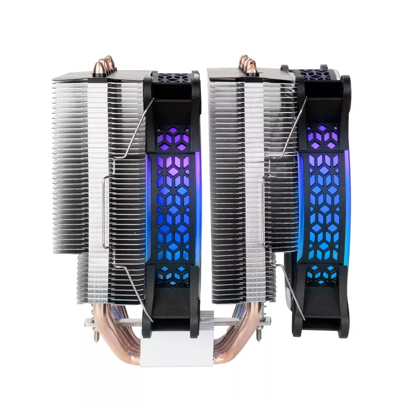 Mars Gaming MCPU-XT Black - CPU aušintuvas, dvigubas bokštas, 6 HCT šilumos vamzdeliai, TDP 300W, 2 ARGB PWM 12cm ventiliatoriai