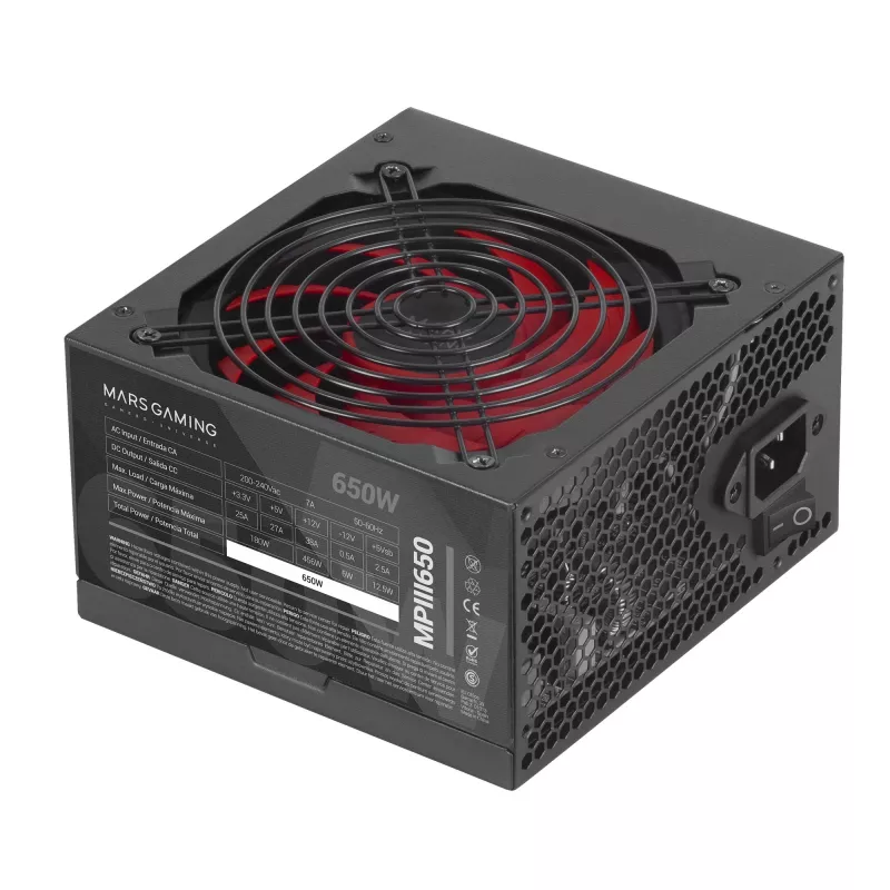 Maitinimo blokas Mars Gaming MPIII650 650W ATX 5 metų garantija AI-RPM tyli technologija 85% efektyvumas juodas