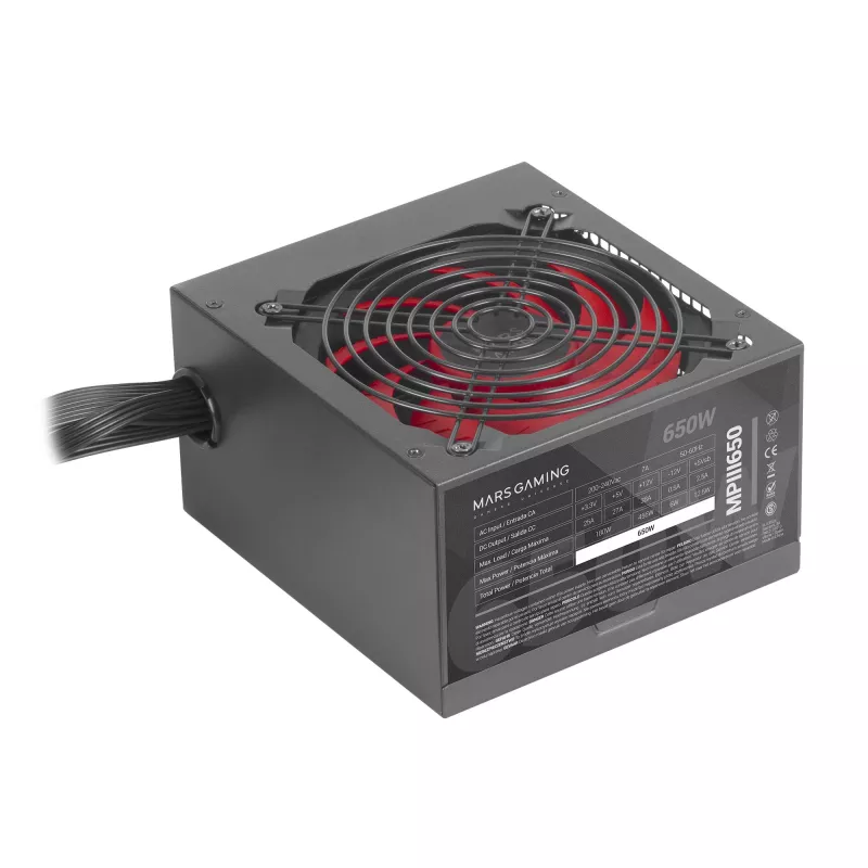 Maitinimo blokas Mars Gaming MPIII650 650W ATX 5 metų garantija AI-RPM tyli technologija 85% efektyvumas juodas