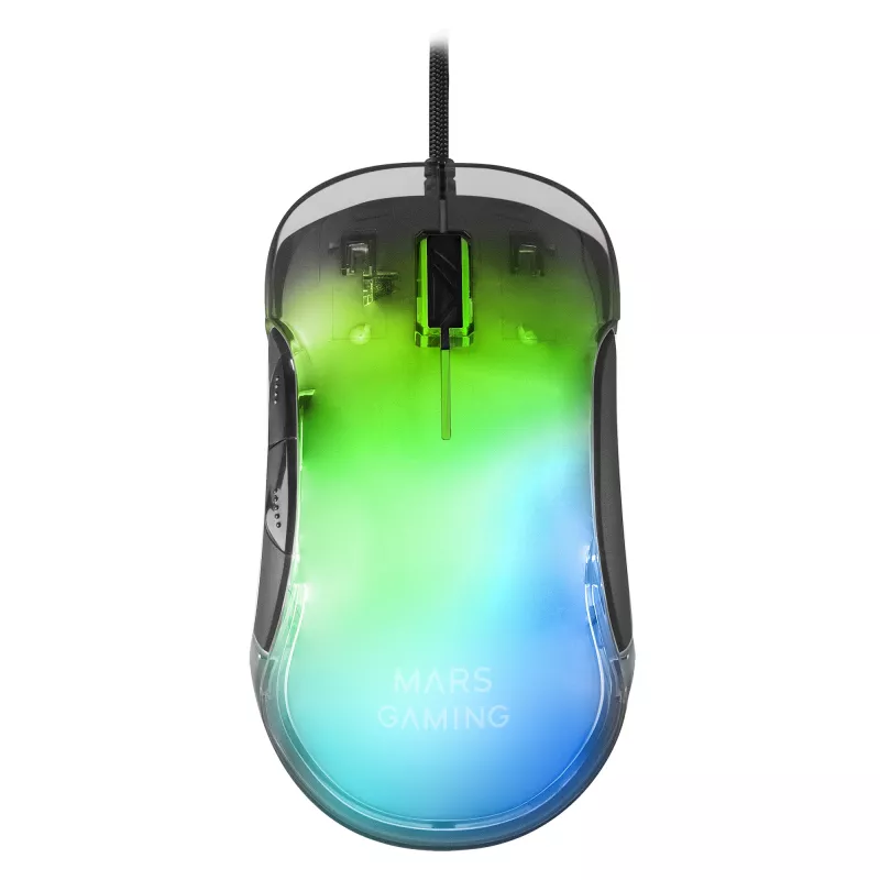 Mars Gaming MMGLOW žaidimų pelė RGB Chroma-Glow veidrodinis paviršius 12800 DPI juoda