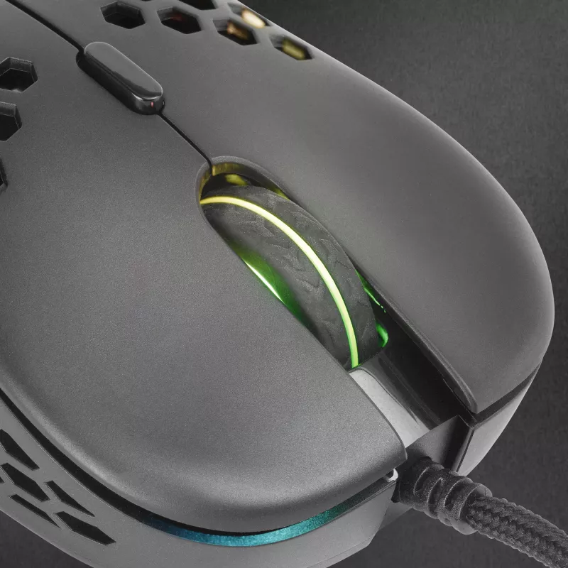 Mars Gaming MM55 Black RGB Chroma žaidimų pelė itin lengva 55g 12800 DPI HUANO mechaniniai jungikliai